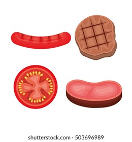 barbecue time set icons