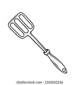 Barbecue tool. Kitchenware outline icon. Vector illustration.