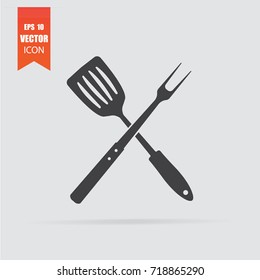 Barbecue tools icon in flat style isolated on grey background. For your design, logo. Vector illustration.