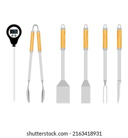 Barbecue tools isolated on white background. Kitchen utensils vector