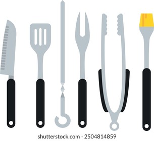 Barbecue tools set. Knife and spatulas with grill forks