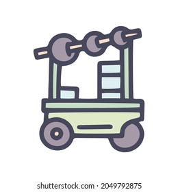 barbecue trade cart color vector doodle simple icon