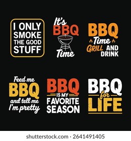 Barbecue T-shirt design bundle and Barbecue Lovers and Grilling T-shirt bundle design.