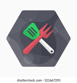 Barbecue utensils icon, Vector flat long shadow design. EPS10