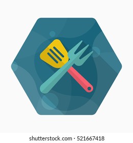 Barbecue utensils icon, Vector flat long shadow design. EPS10