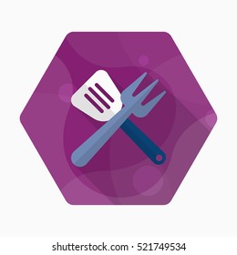 Barbecue utensils icon, Vector flat long shadow design. EPS10