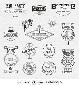 Barbecue Vector design elements, business signs, logos, identity, labels, badges and objects. Retro Vintage  BBQ  Insignias or Logotypes set