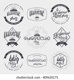 Barbecue Vector design elements, business signs, logos, identity, labels, badges and objects. Retro Vintage  BBQ  Insignias or Logotypes set. 