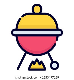 barbecue vector icon. colored outline style for Web and Mobile.