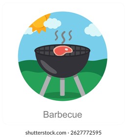 Diseño de concepto de icono de Vector de barbacoa