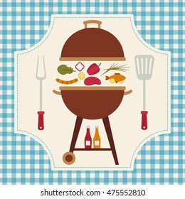 Barbecue vector illustration. Flyer/card/invitation template. 