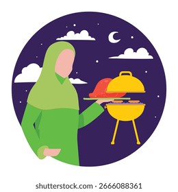 Ilustración vectorial de barbacoa que puede editar o modificar fácilmente
