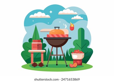 Grill Vektorillustration weiß Hintergrund
