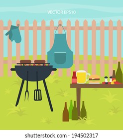 Barbecue vector outdoor grill party