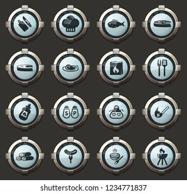 Barbecue vector stylish round buttons for mobile applications and web