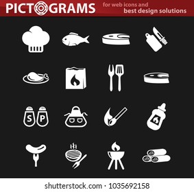 Barbecue vector white icons for user interface design