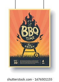 Barbecue vintage poster. BBQ time. Barbecue party. Vintage poster.