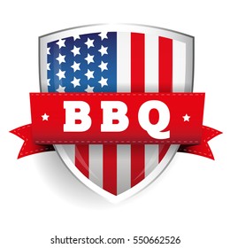 Barbecue vintage shield with USA flag