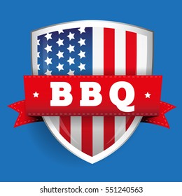Barbecue vintage shield with USA flag