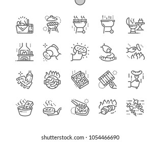 Barbecue Well-crafted Pixel Perfect Vector Thin Line Icons 30 2x Grid for Web Graphics and Apps. Simple Minimal Pictogram