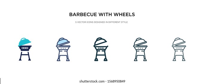 barbecue with wheels icon in different style vector illustration. two colored and black barbecue with wheels vector icons designed in filled, outline, line and stroke style can be used for web,