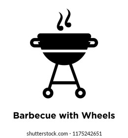 Barbecue with Wheels icon vector isolated on white background, logo concept of Barbecue with Wheels sign on transparent background, filled black symbol