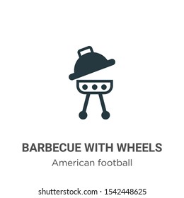 Barbecue with wheels vector icon on white background. Flat vector barbecue with wheels icon symbol sign from modern american football collection for mobile concept and web apps design.