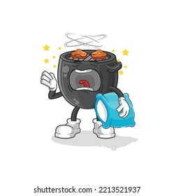 the barbecue yawn character. cartoon mascot vector