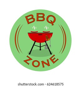 Grillzone oder BBQ Rastplatz Schilder Design. Vektorillustration.