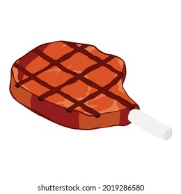 Barbecued and marinated sticky ribs on a white background, isometric view. Vector