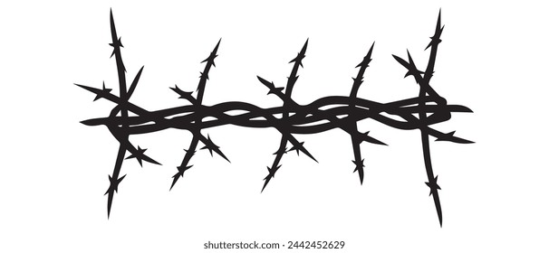 Campo de vectores negro con púas para proteger el diseño de peligro.