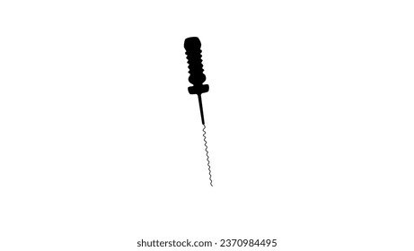 The barbed broach is used to remove the majority of tissue from inside a tooth. It is inserted into the tissue so its barbs will grab the tissues when the tool is removed, A vector stock illustration