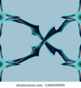 Barbed drawn mesh. Decorative grille. Angle rivets. Abstract form. Seamless mesh structure. Vector graphics