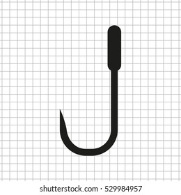 Barbed fish hook  - black vector icon