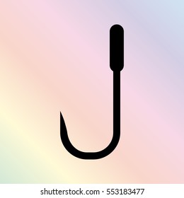 Barbed fish hook  - black vector icon