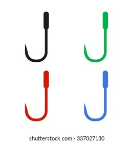 Barbed fish hook - color vector icon