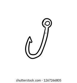 barbed fish hook doodle icon vector 
