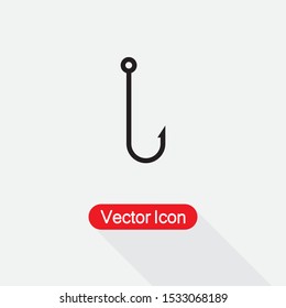 Barbed Fish Hook Icon Vector Illustration Eps10