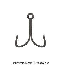 Barbed fish hook illustration on white background.