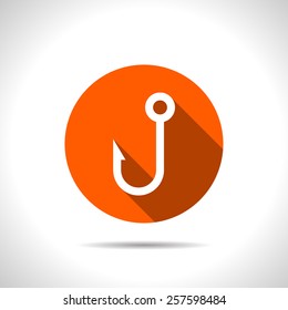 Barbed fish hook illustration on white background