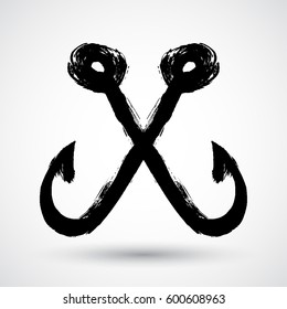 Barbed fish hook illustration on white background