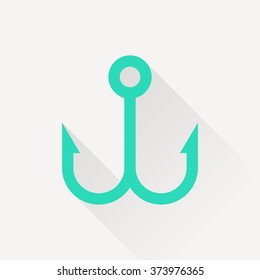 Barbed fish hook vector icon