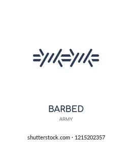 Barbed icon. Barbed linear symbol design from Army collection.