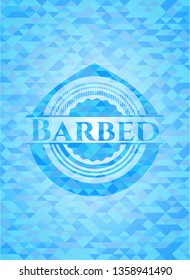 Barbed light blue mosaic emblem