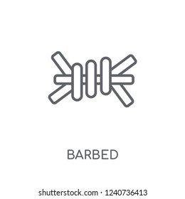 Barbed linear icon. Modern outline Barbed logo concept on white background from army and war collection. Suitable for use on web apps, mobile apps and print media.