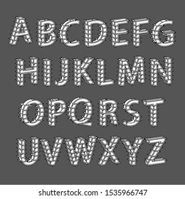 barbed metal font. vector eps10