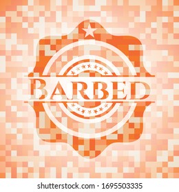Emblema de mosaico de color naranja púrpura. Ilustración vectorial. Detallado.