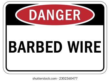 Barbed and razor wire warning sign and labels