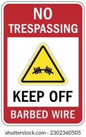 Barbed and razor wire warning sign and labels