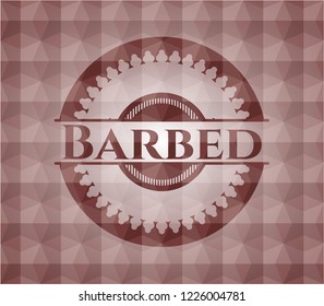 Barbed red polygonal badge. Seamless.